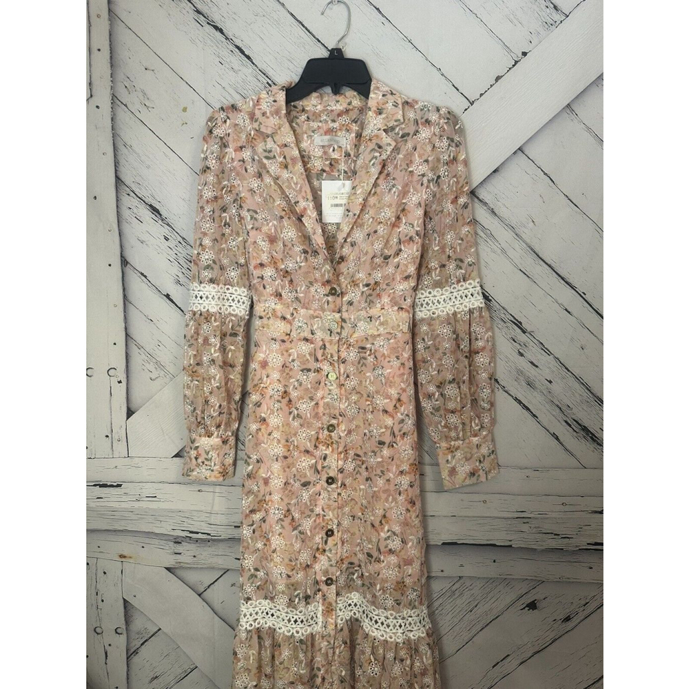 Atikshop Alexa Floral Maxi Dress Women XSmall Pink Embroidered Lace